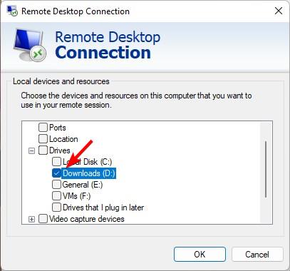 ドライブをリモートデスクトップと共有する